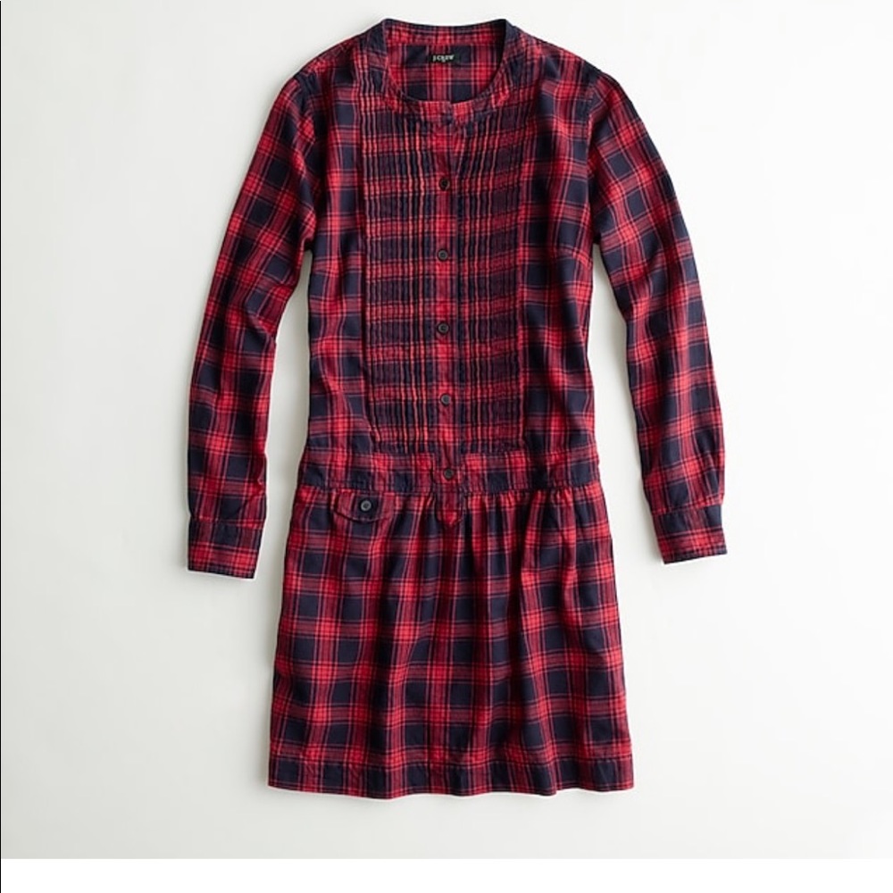 J.Crew Factory cotton plaid flannel tux dress 4